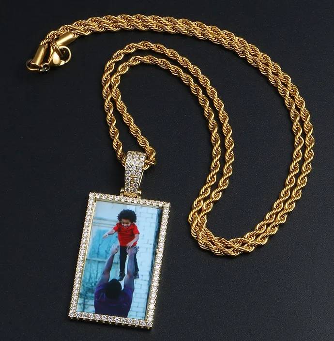 18K Gold Plated Picture Necklace-Personalized Photo Medallions Necklace For Men