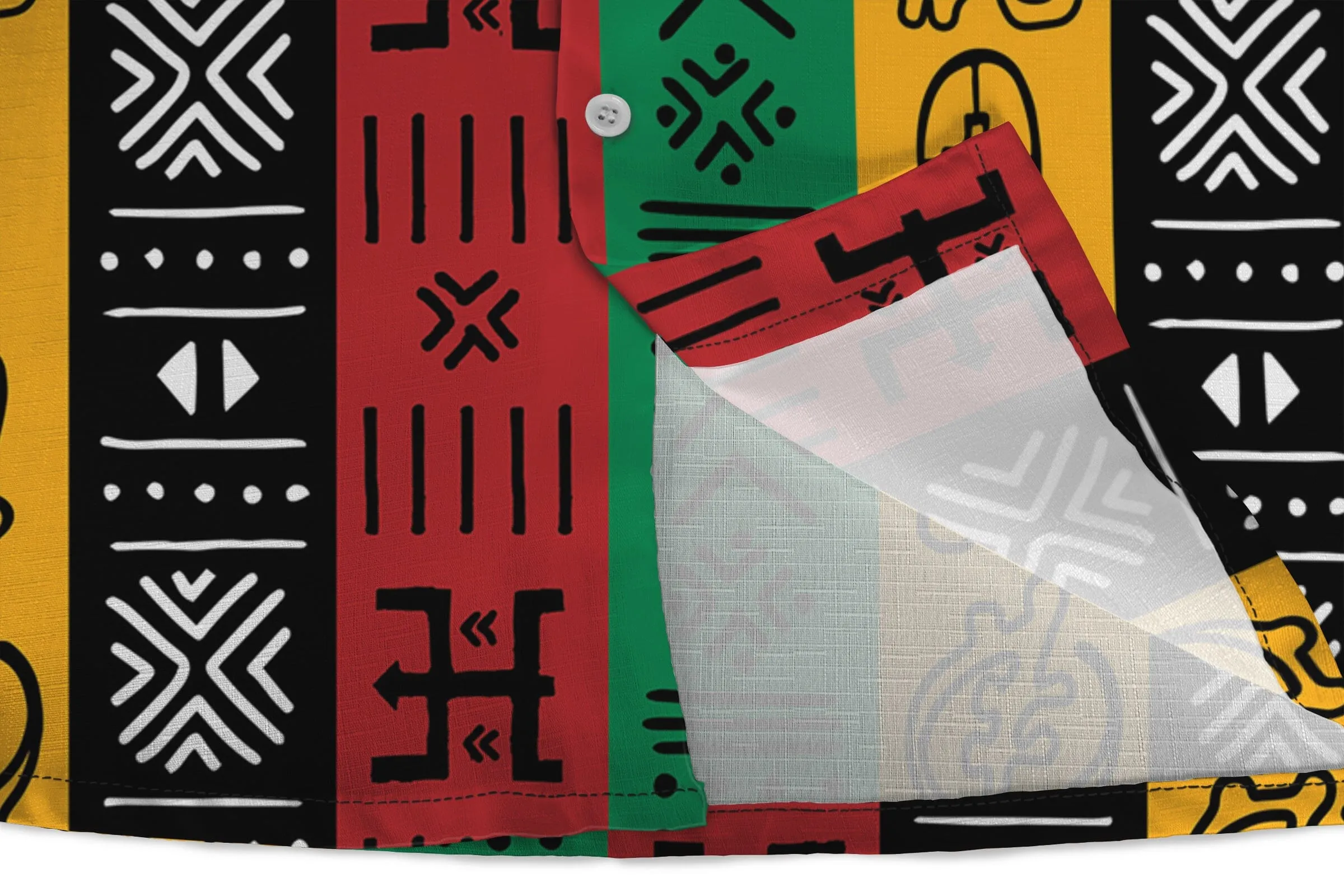 African Symbols In Pan-African Colors Linen Hawaiian Shirt