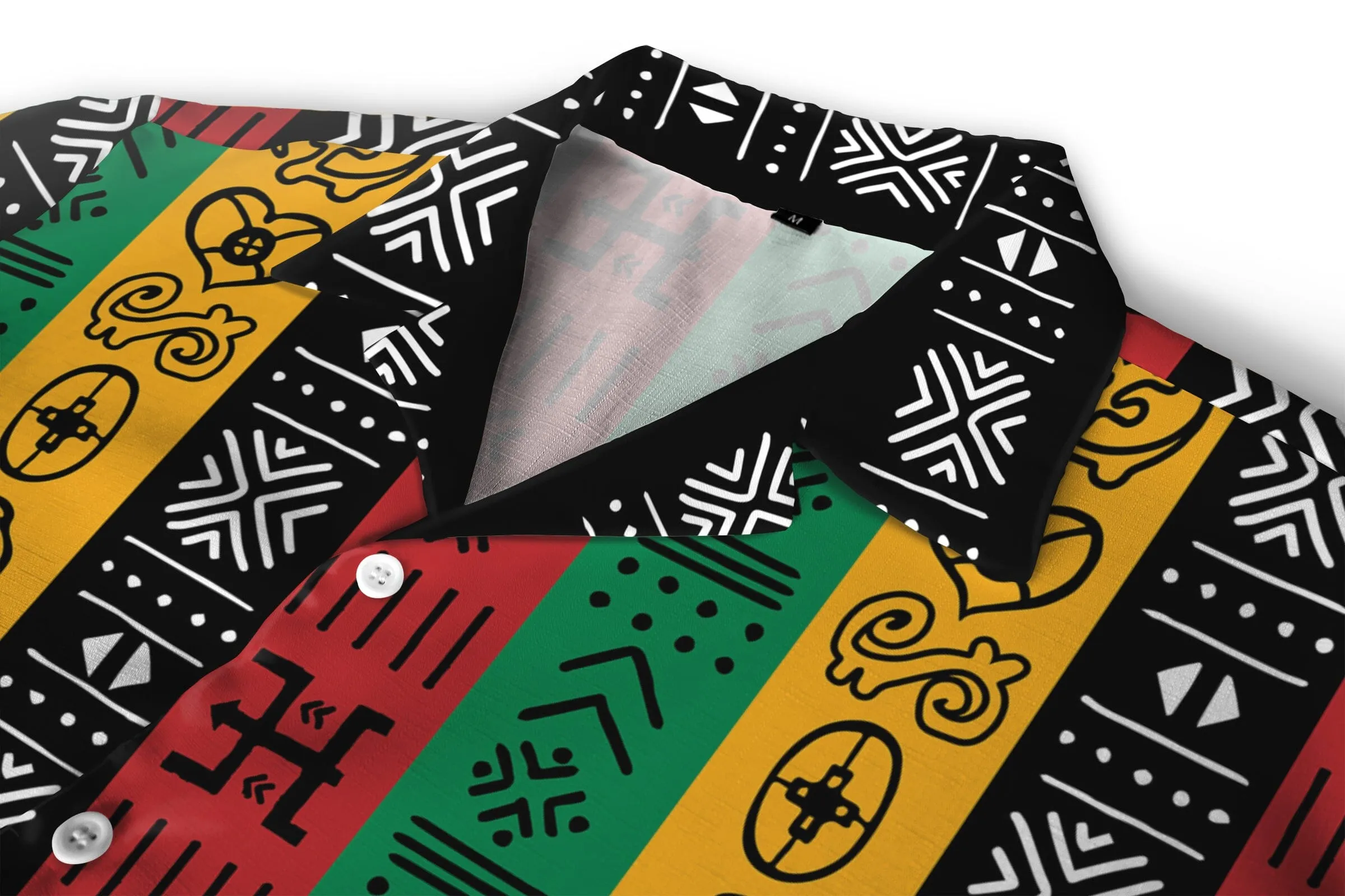 African Symbols In Pan-African Colors Linen Hawaiian Shirt