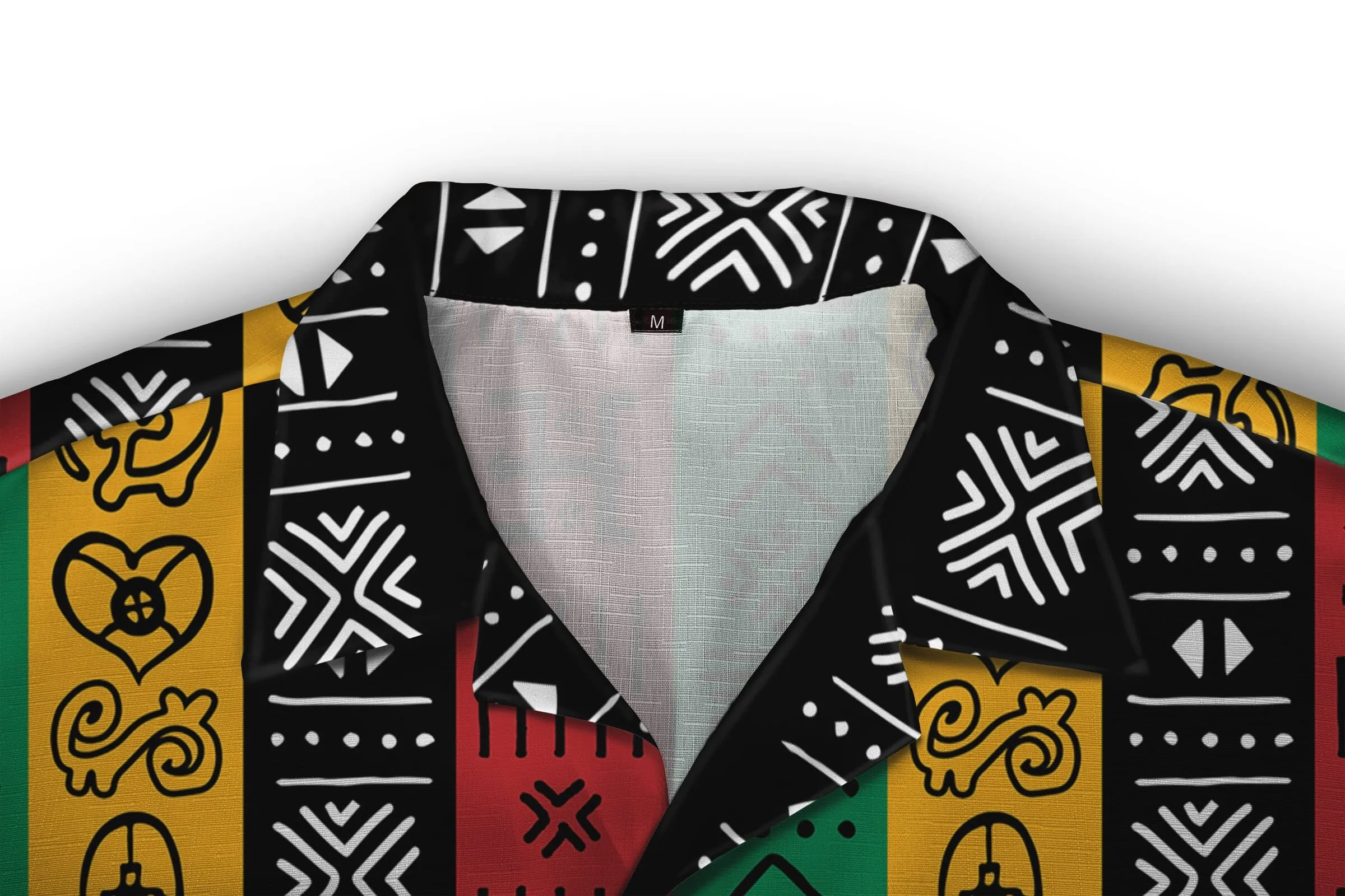 African Symbols In Pan-African Colors Linen Hawaiian Shirt