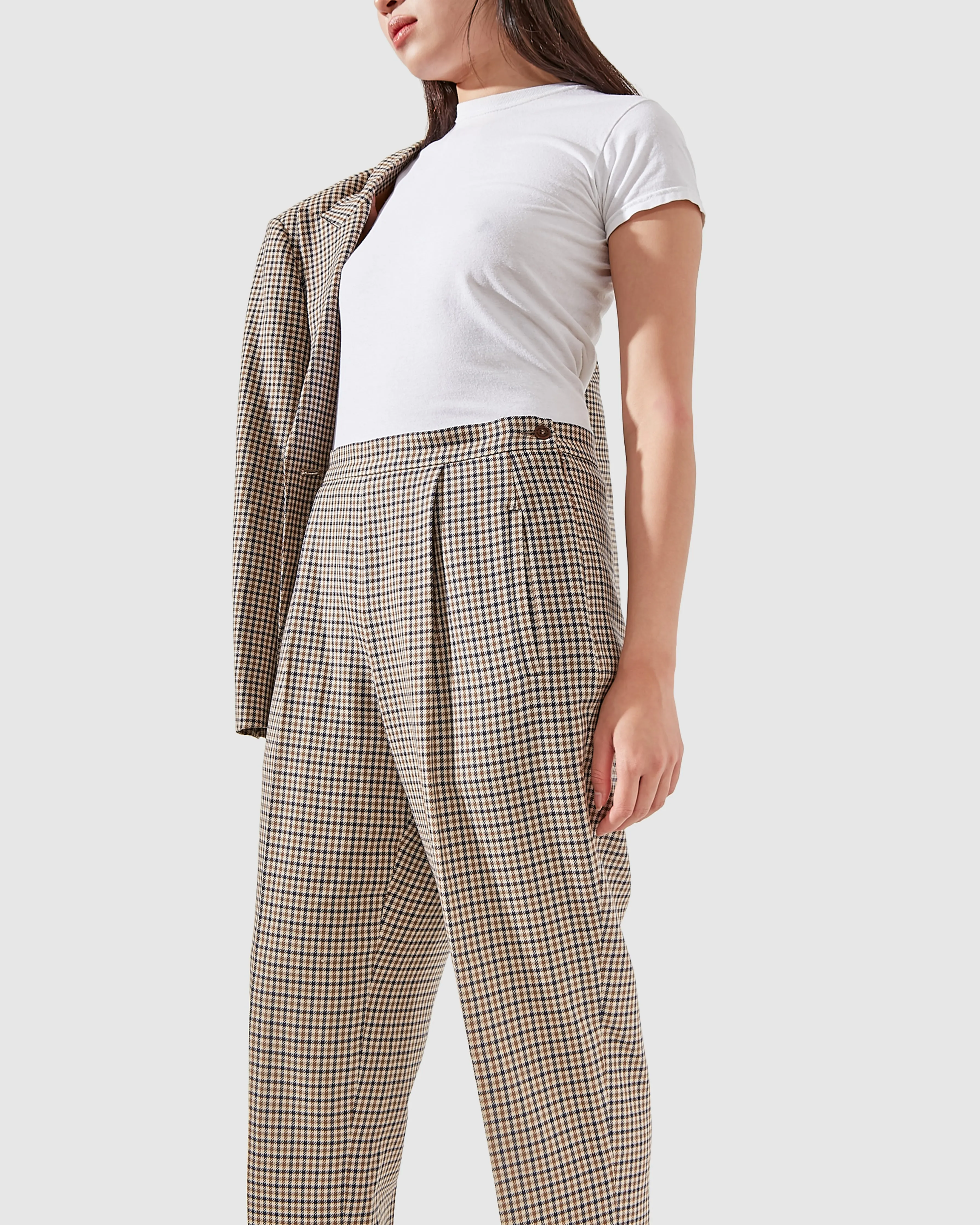 Aquascutum Beige Houndstooth Trousers - 8