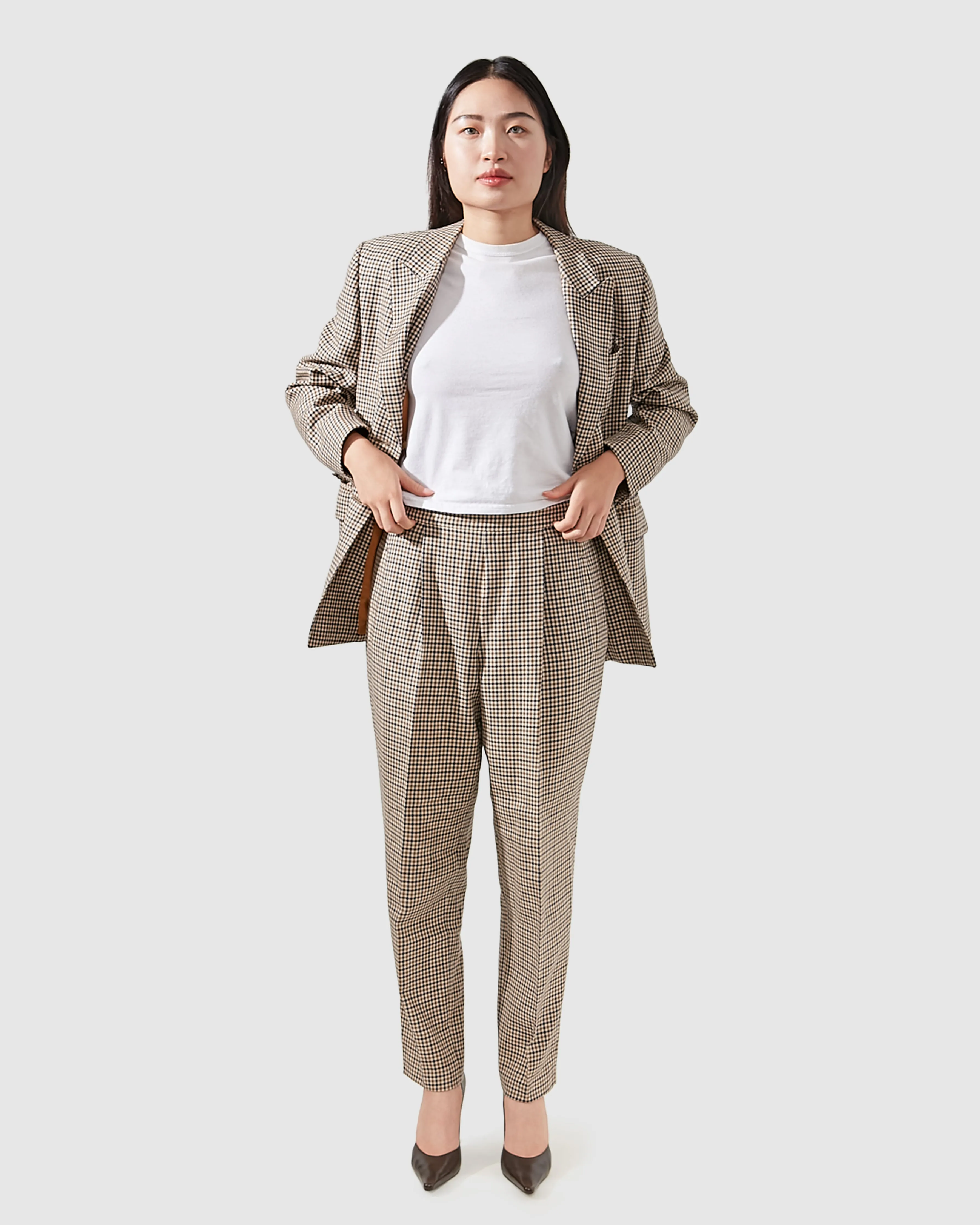 Aquascutum Beige Houndstooth Trousers - 8