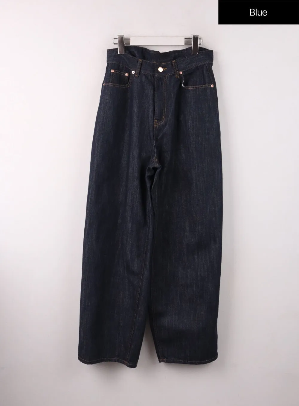 Back Button Wide Leg Jeans CF407