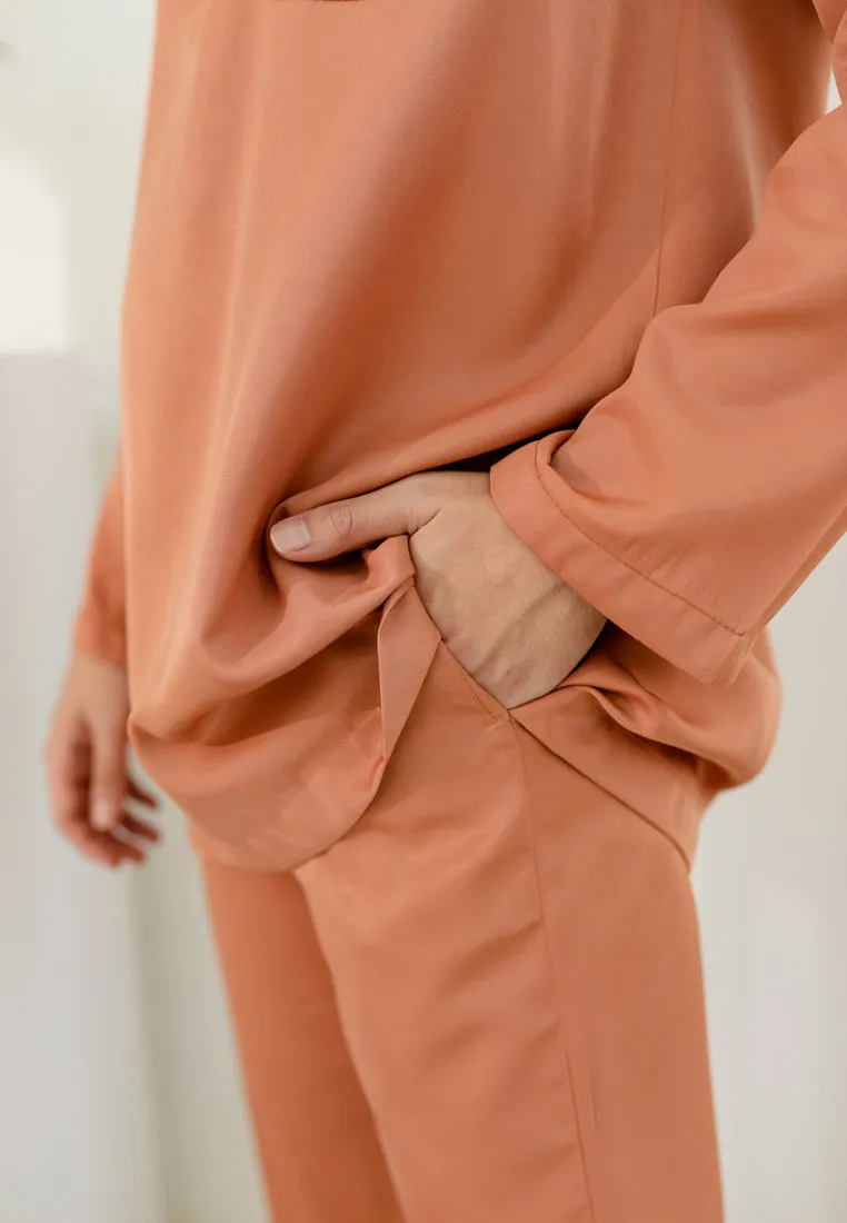 Baju Melayu Nia Men ( Melon Orange )