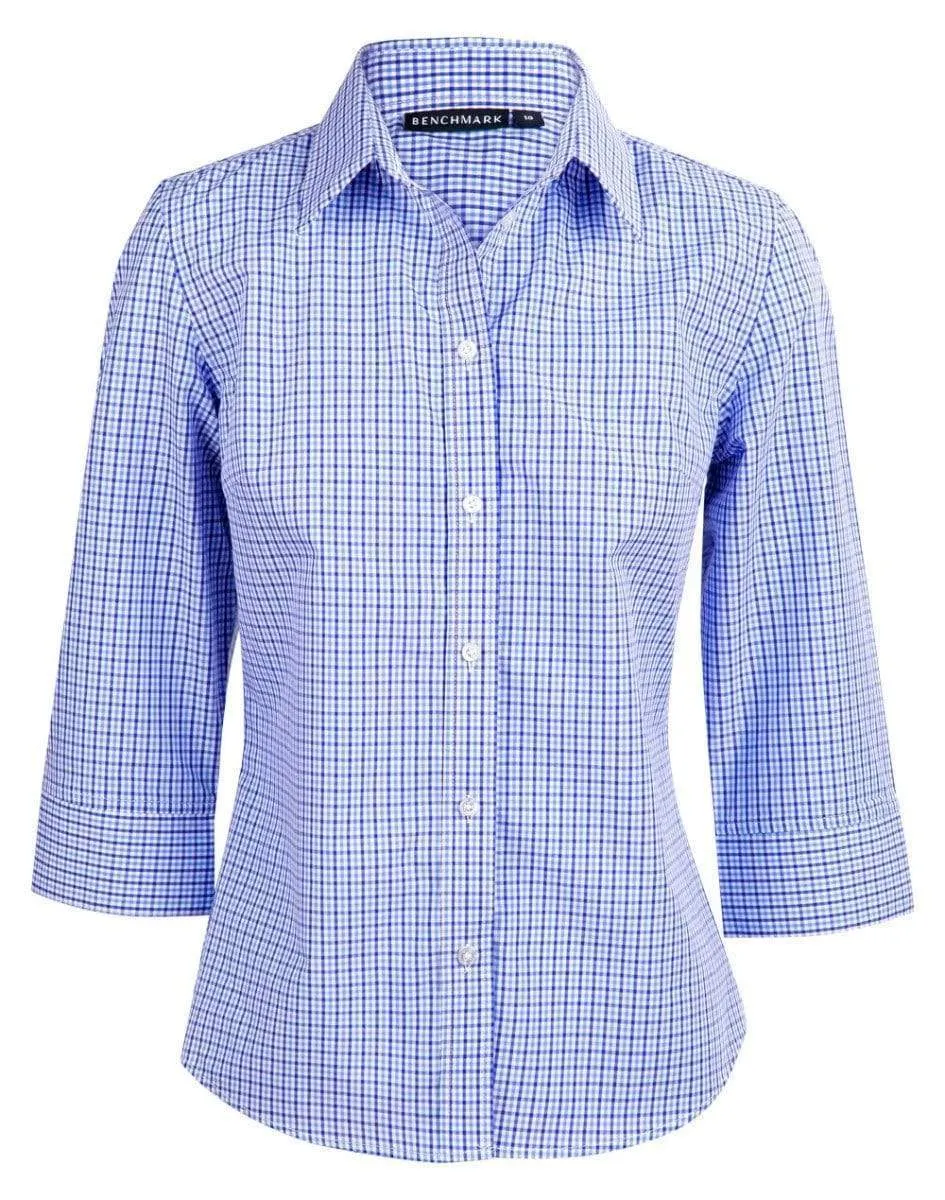 BENCHMARK Ladies’ Two Tone Gingham 3/4 Sleeve Shirt M8320Q