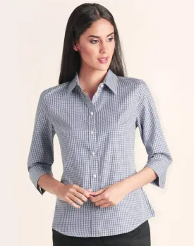 BENCHMARK Ladies’ Two Tone Gingham 3/4 Sleeve Shirt M8320Q