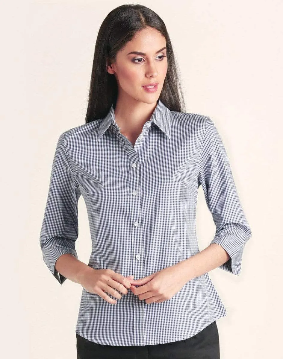 BENCHMARK Ladies’ Two Tone Gingham 3/4 Sleeve Shirt M8320Q