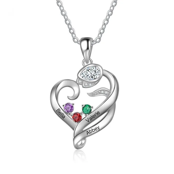 Birthstone Heart Necklace- Valentine's Day Gifts For Her