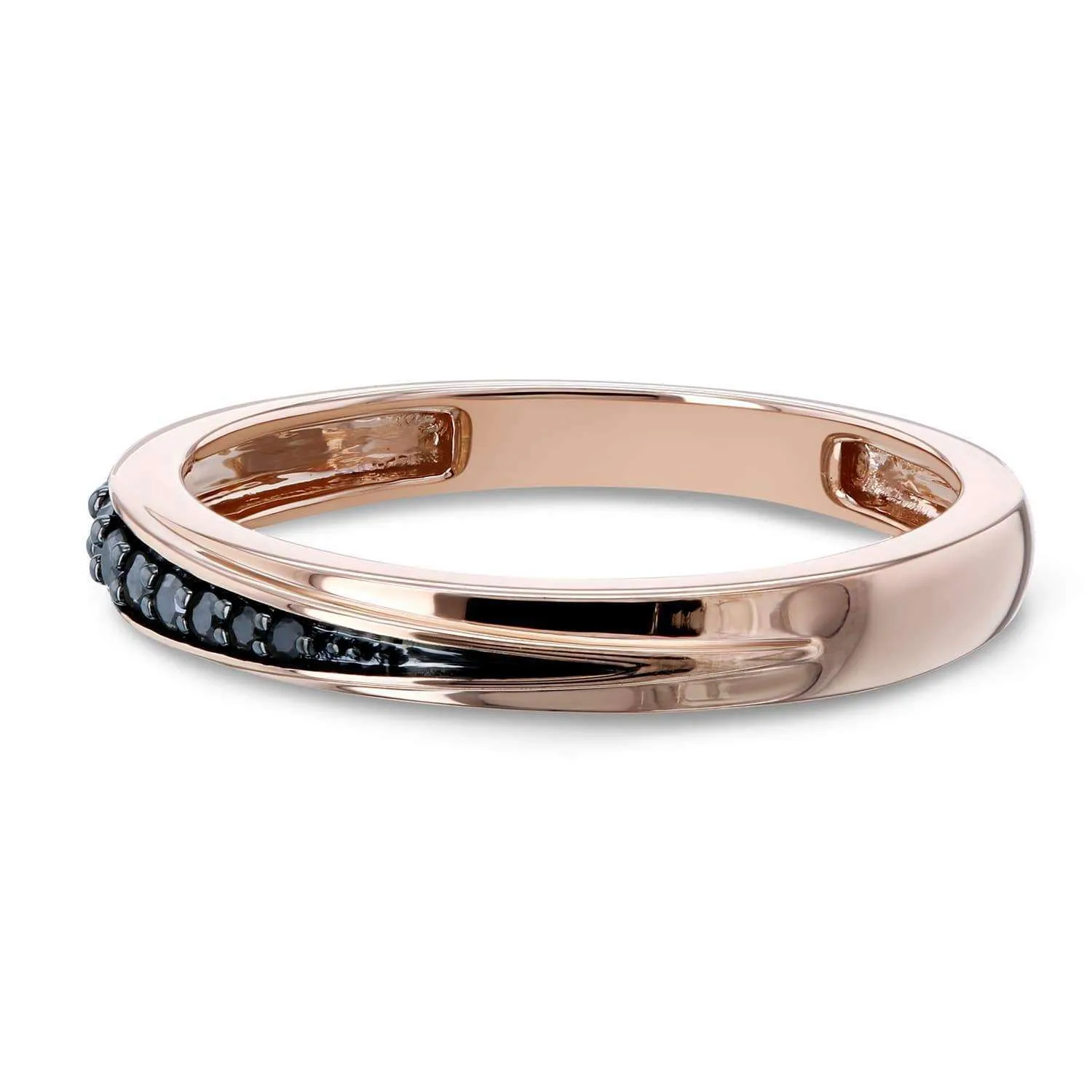 Black Diamond Dash Ring 10k Rose Gold