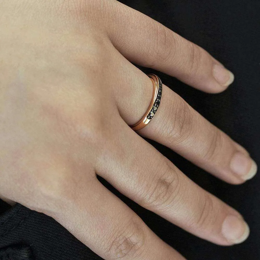 Black Diamond Dash Ring 10k Rose Gold