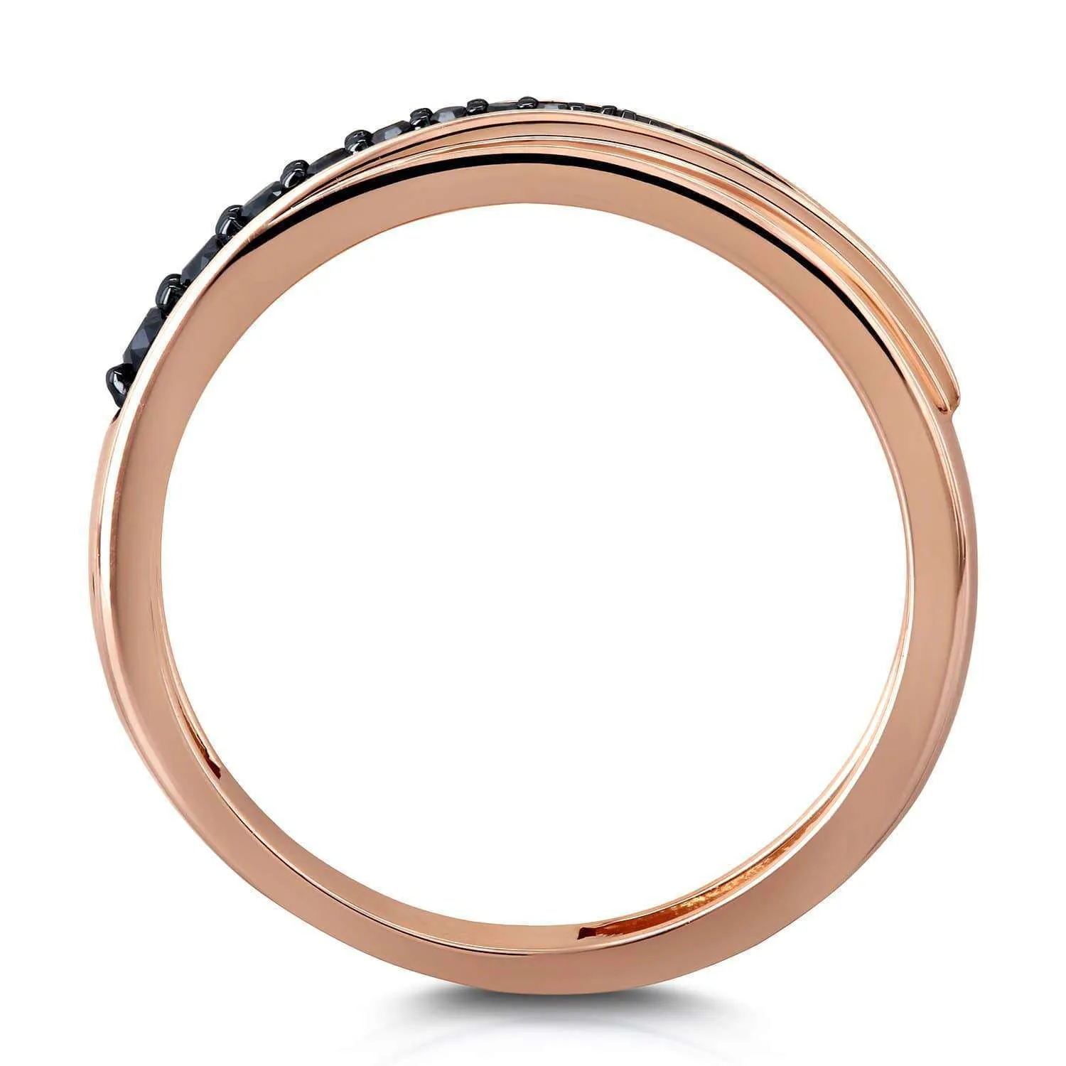 Black Diamond Dash Ring 10k Rose Gold