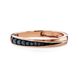 Black Diamond Dash Ring 10k Rose Gold