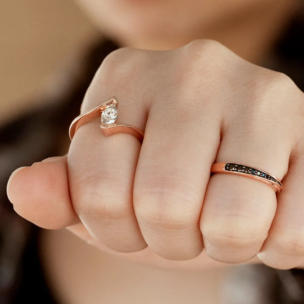 Black Diamond Dash Ring 10k Rose Gold