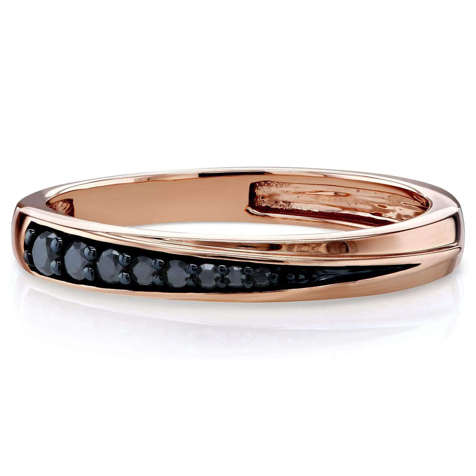 Black Diamond Dash Ring 10k Rose Gold