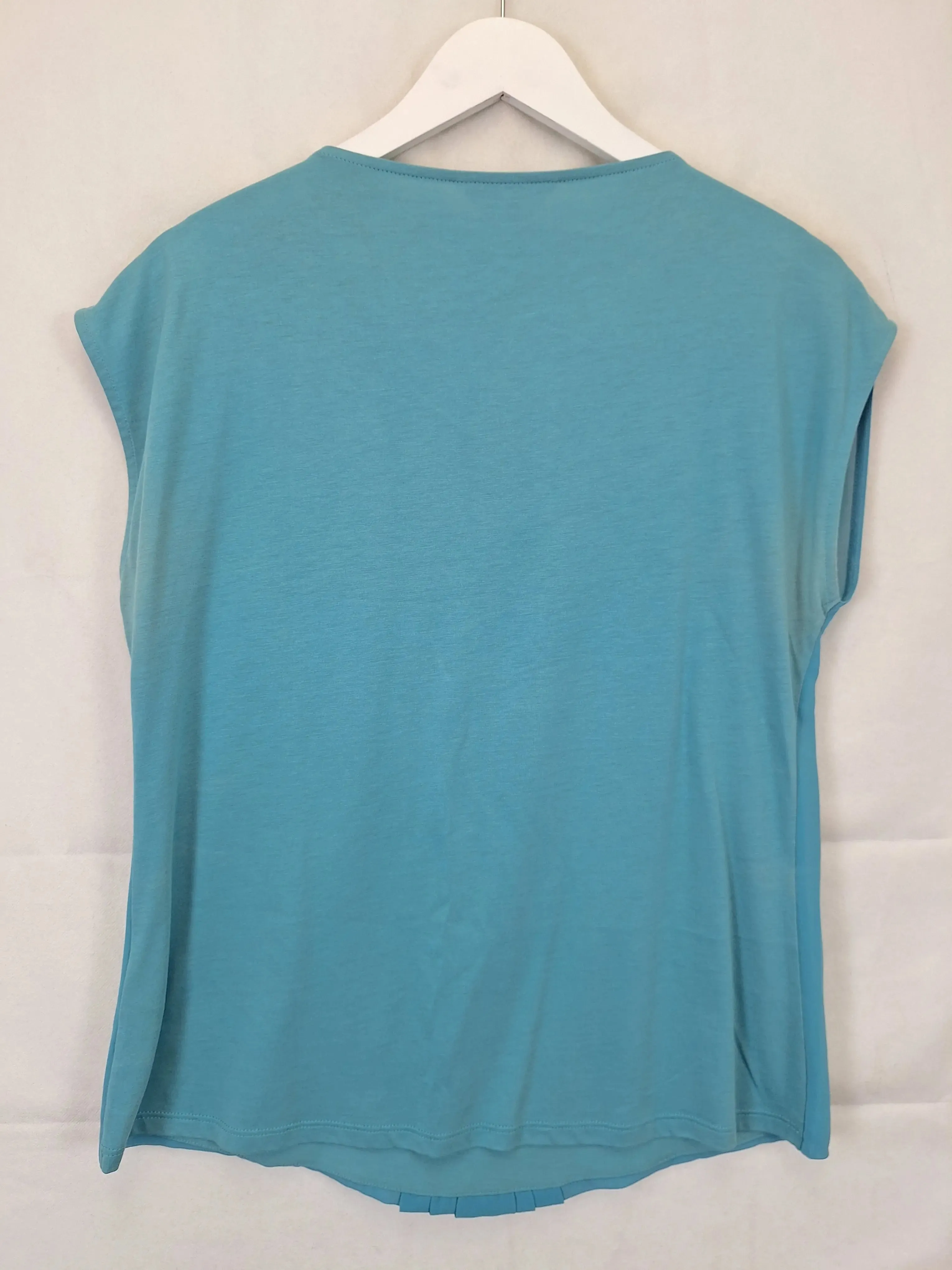 Boden Aqua Soft Pleated Top Size 12