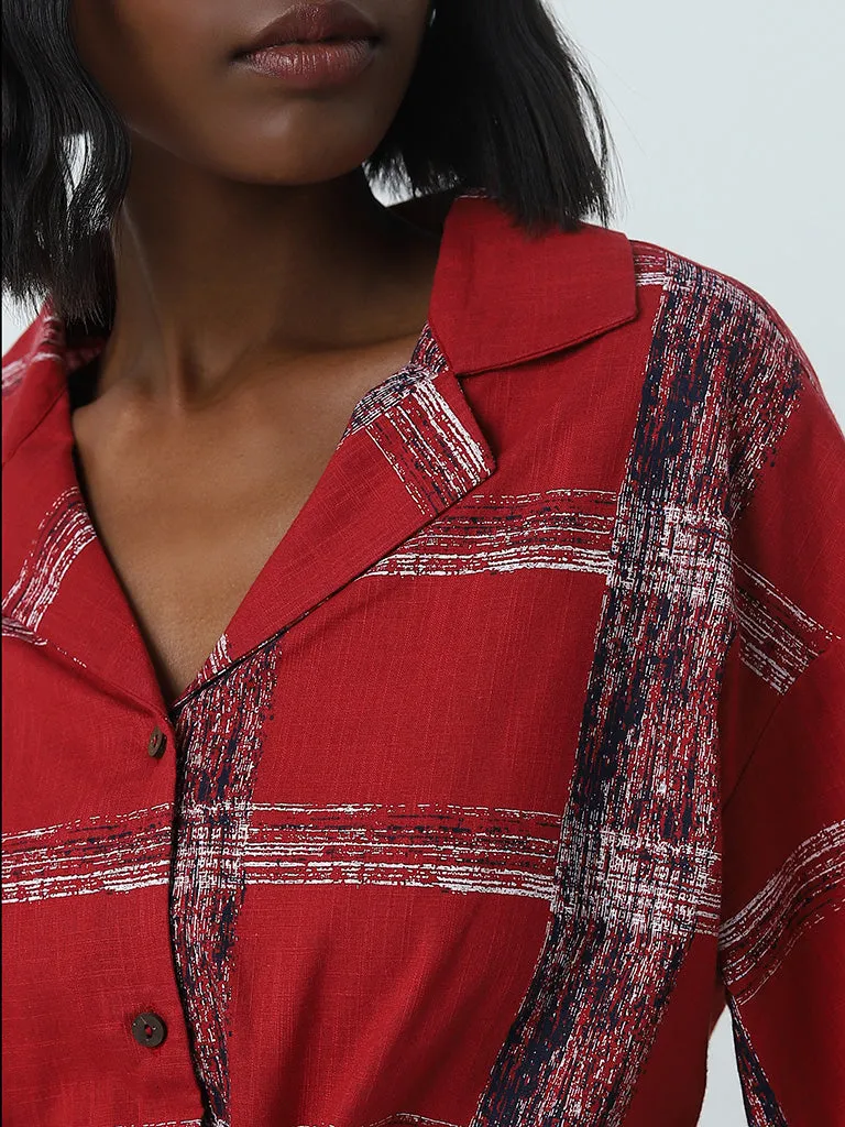 Bombay Paisley Red Checkered Design Cotton Shirt