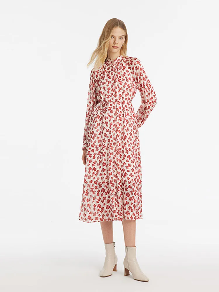 Bowknot Printed Women Midi Dress