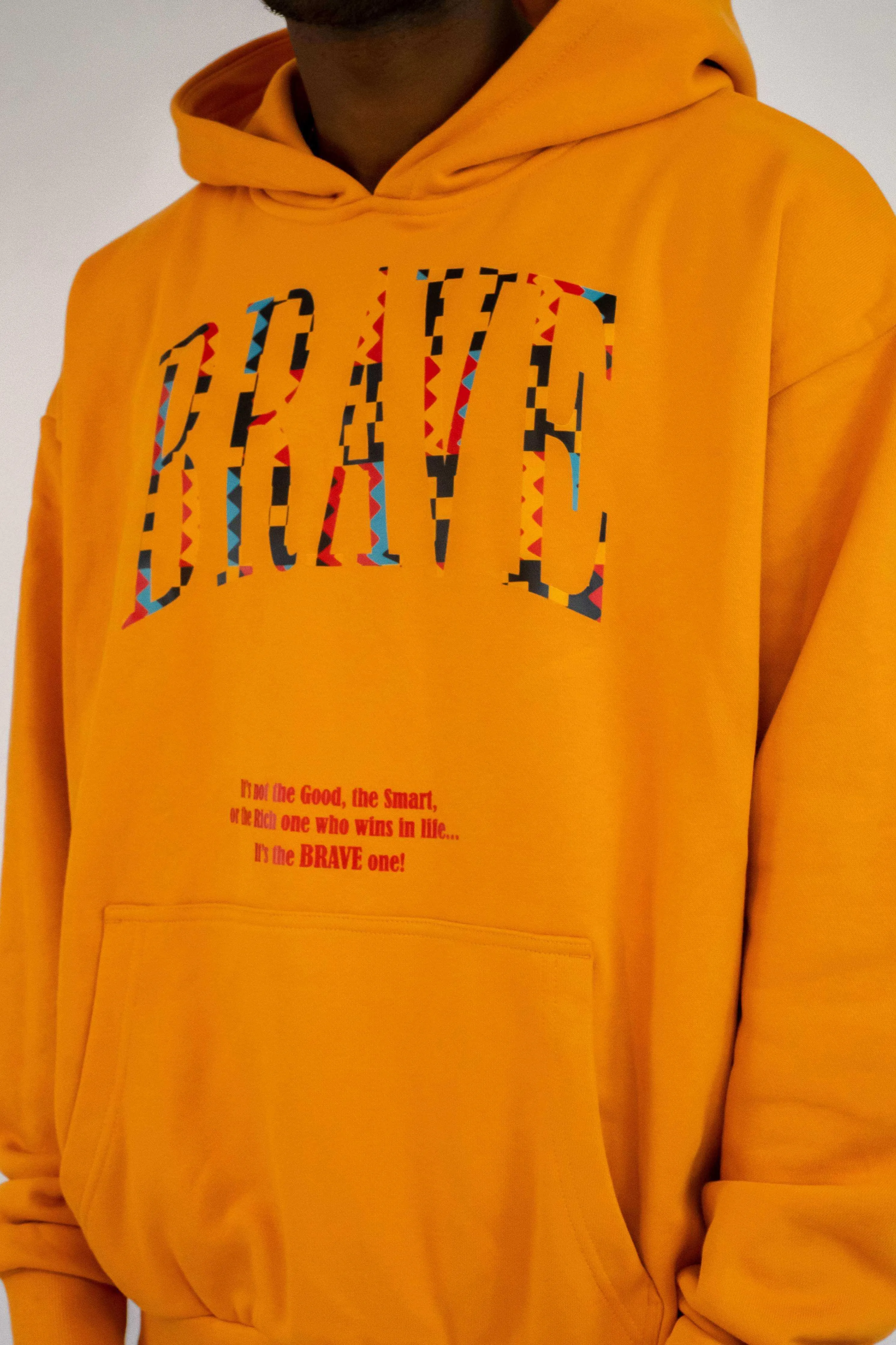 Brave Oversized Hoodie Men in Deep Orange