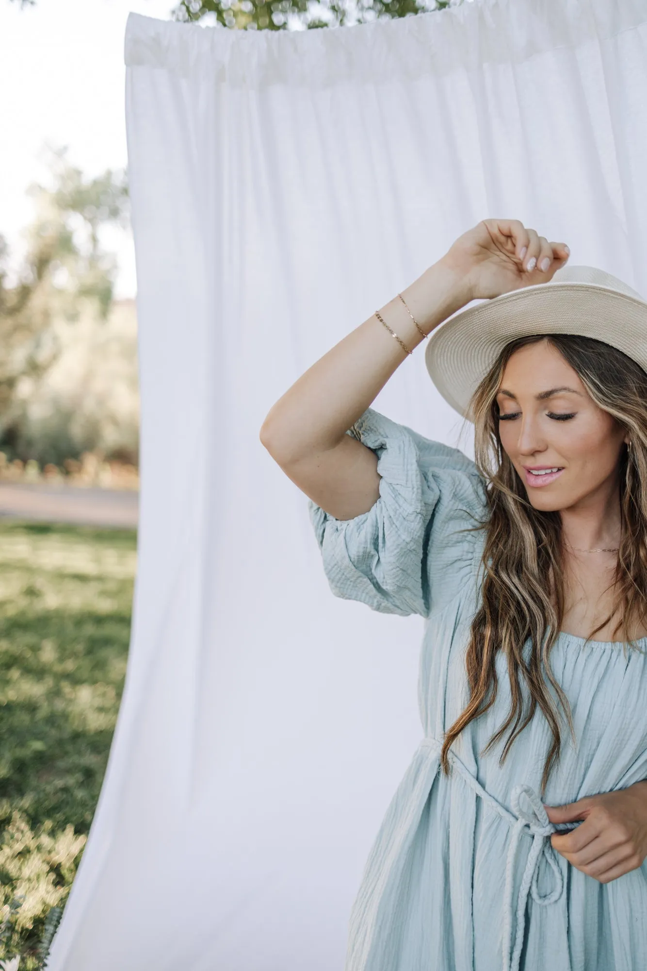 Brylee Midi Dress in Dusty Blue