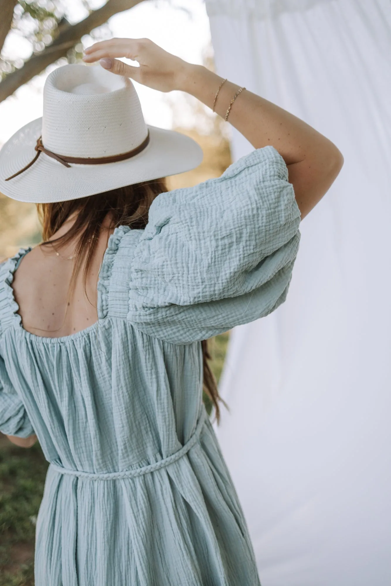 Brylee Midi Dress in Dusty Blue