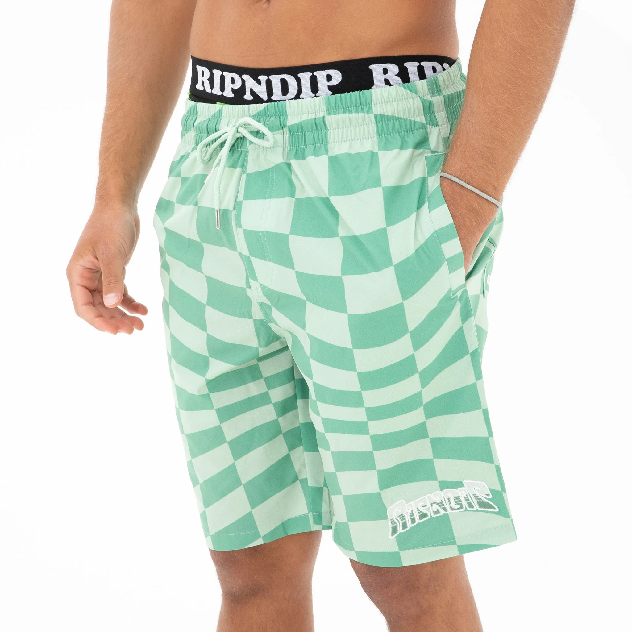 Checked Swim Shorts (Olive/Pine)