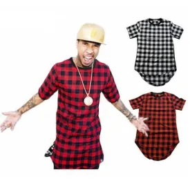 Chequered Longline T-Shirt