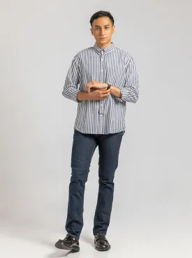 DAVIN LONG SLEEVE SHIRT NAVY STRIPE