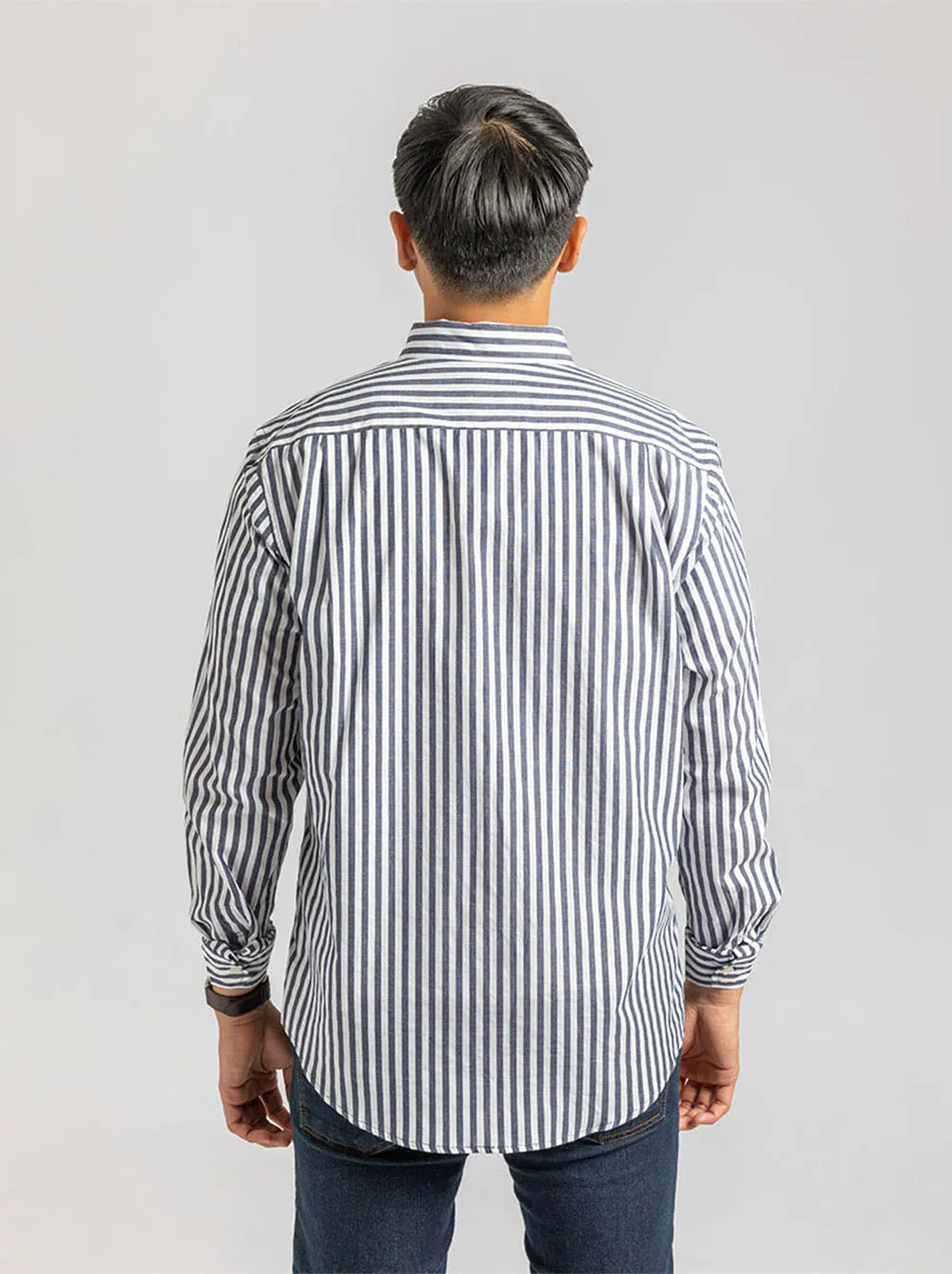 DAVIN LONG SLEEVE SHIRT NAVY STRIPE