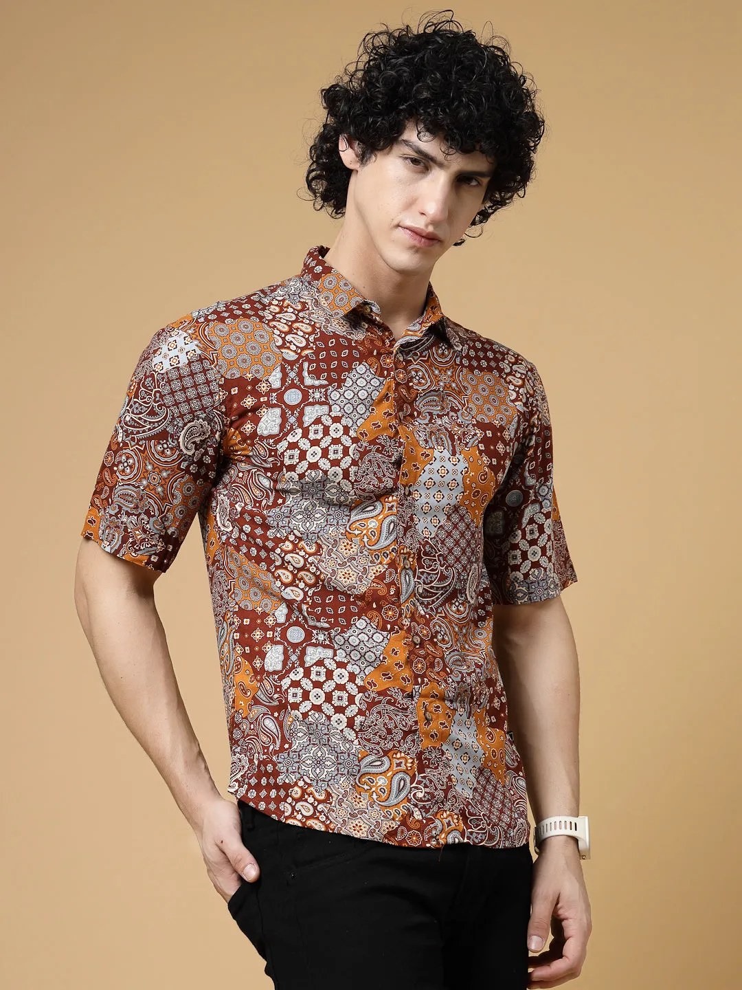 Exotic Hawaiian Shirt With Drop Shoulders