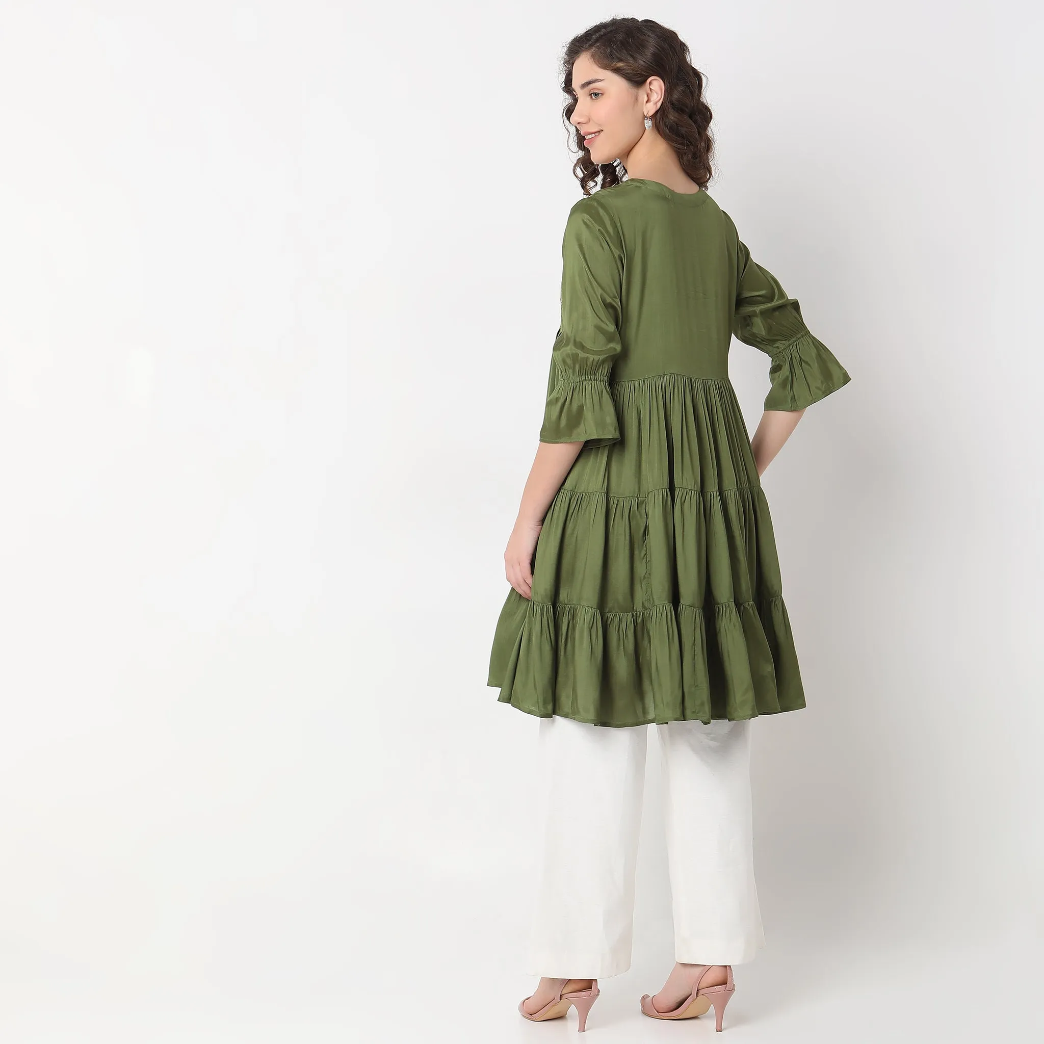 Flare Fit Embellished Kurta