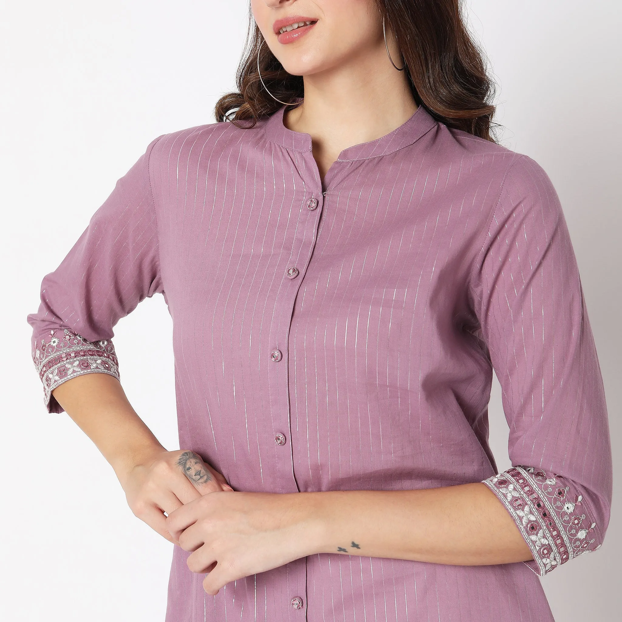 Flare Fit Embellished Kurta