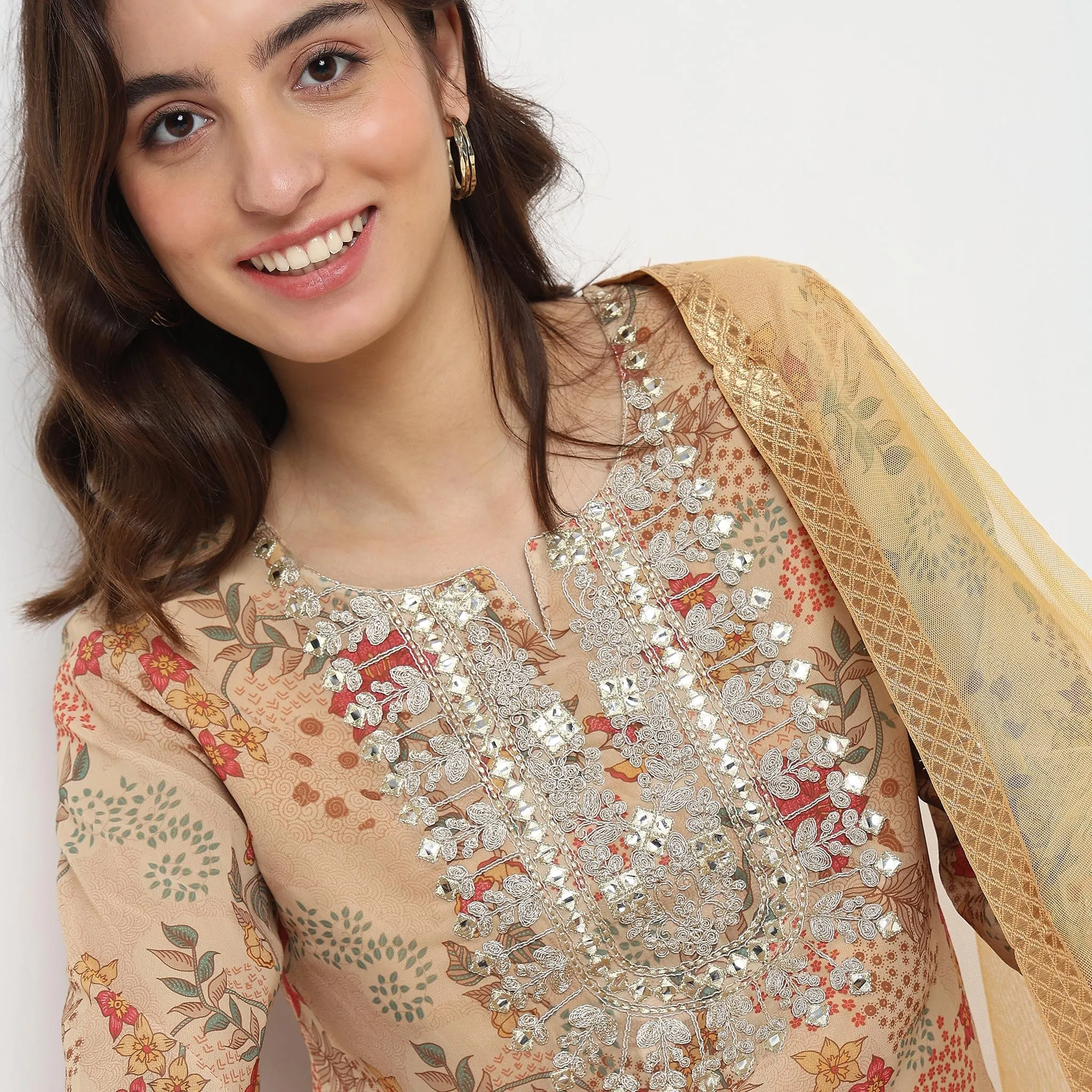 Flare Fit Embroidered Kurta