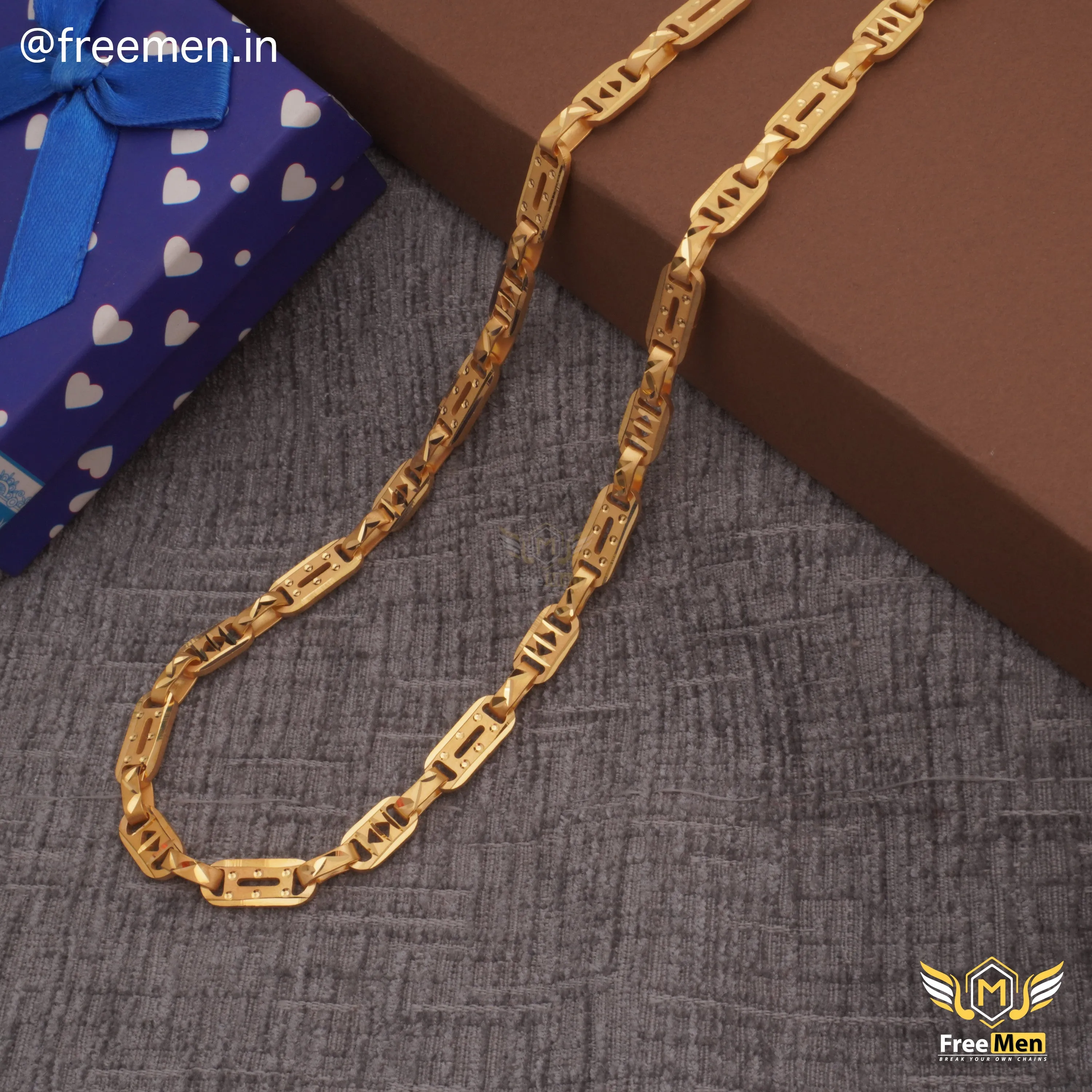 Freemen Beautiful Premium Quality Laser Gold Plated Chain - FMG367