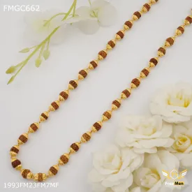 Freemen Brown Rudraksha Mala Gold Plated for Man - FMGC662