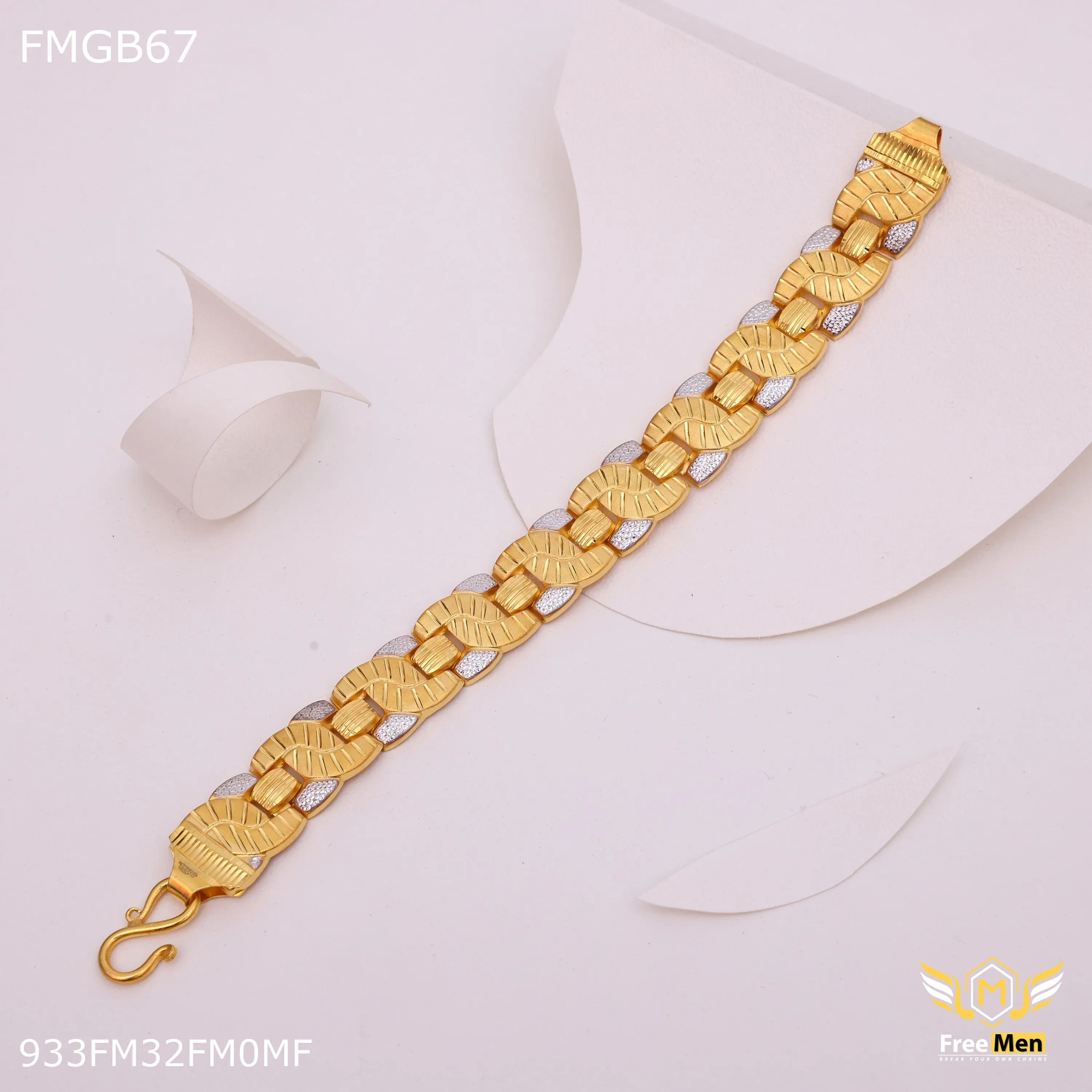 Freemen Gold plated c to c Bracelet with rhodium for Man - FMGB67