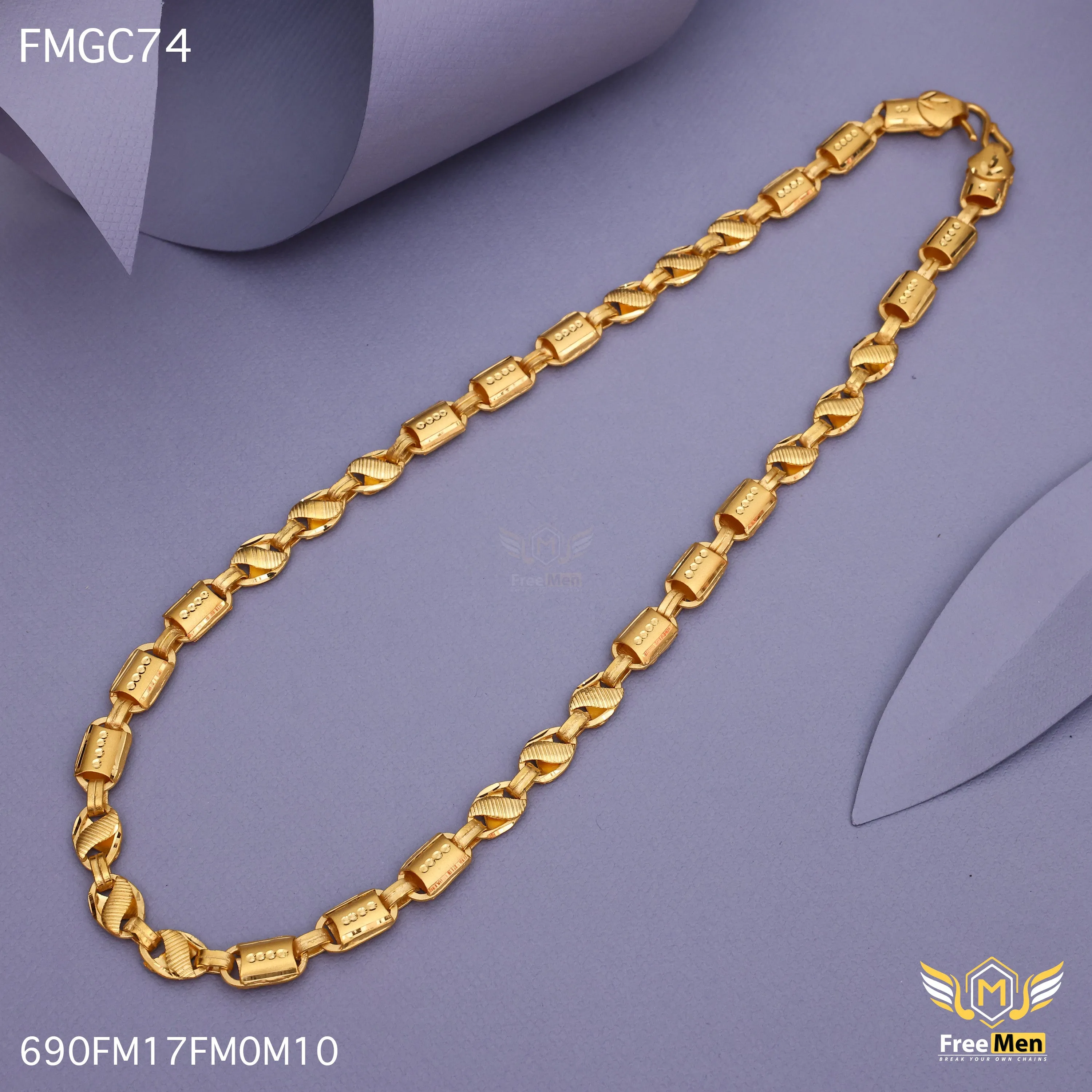 Freemen Gold Plated Nawabi Antique Design Chain for Men - FMGC108