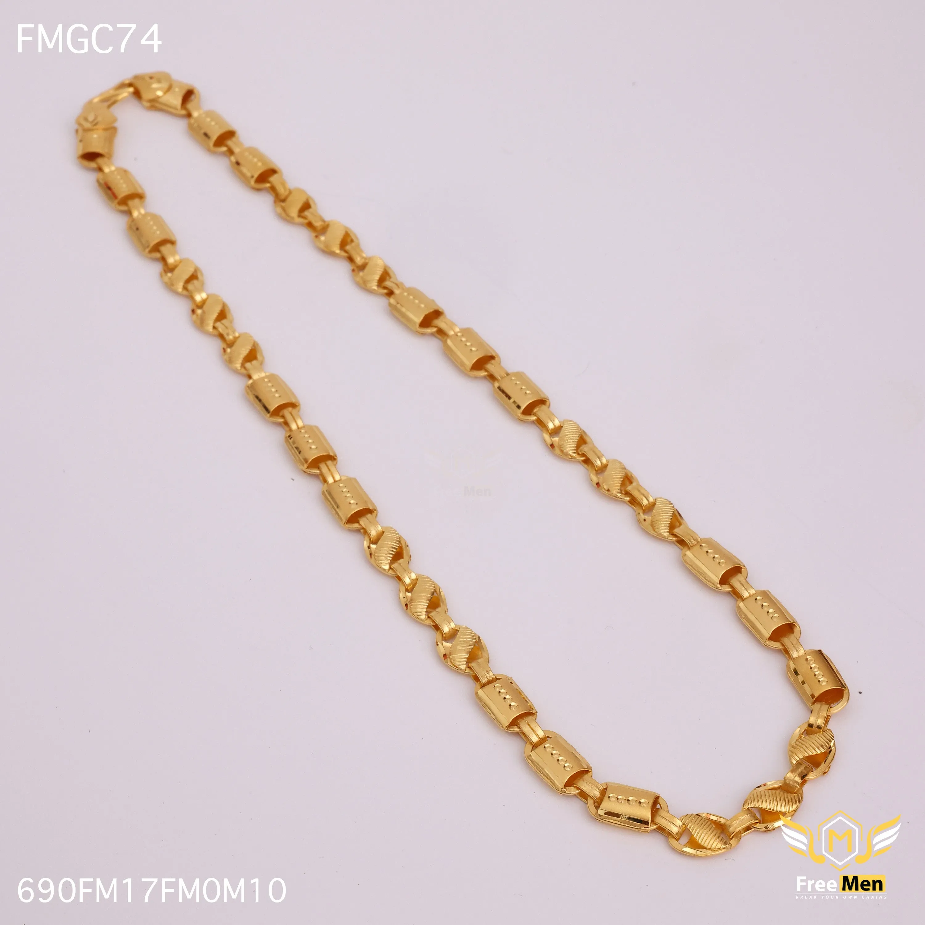 Freemen Gold Plated Nawabi Antique Design Chain for Men - FMGC108