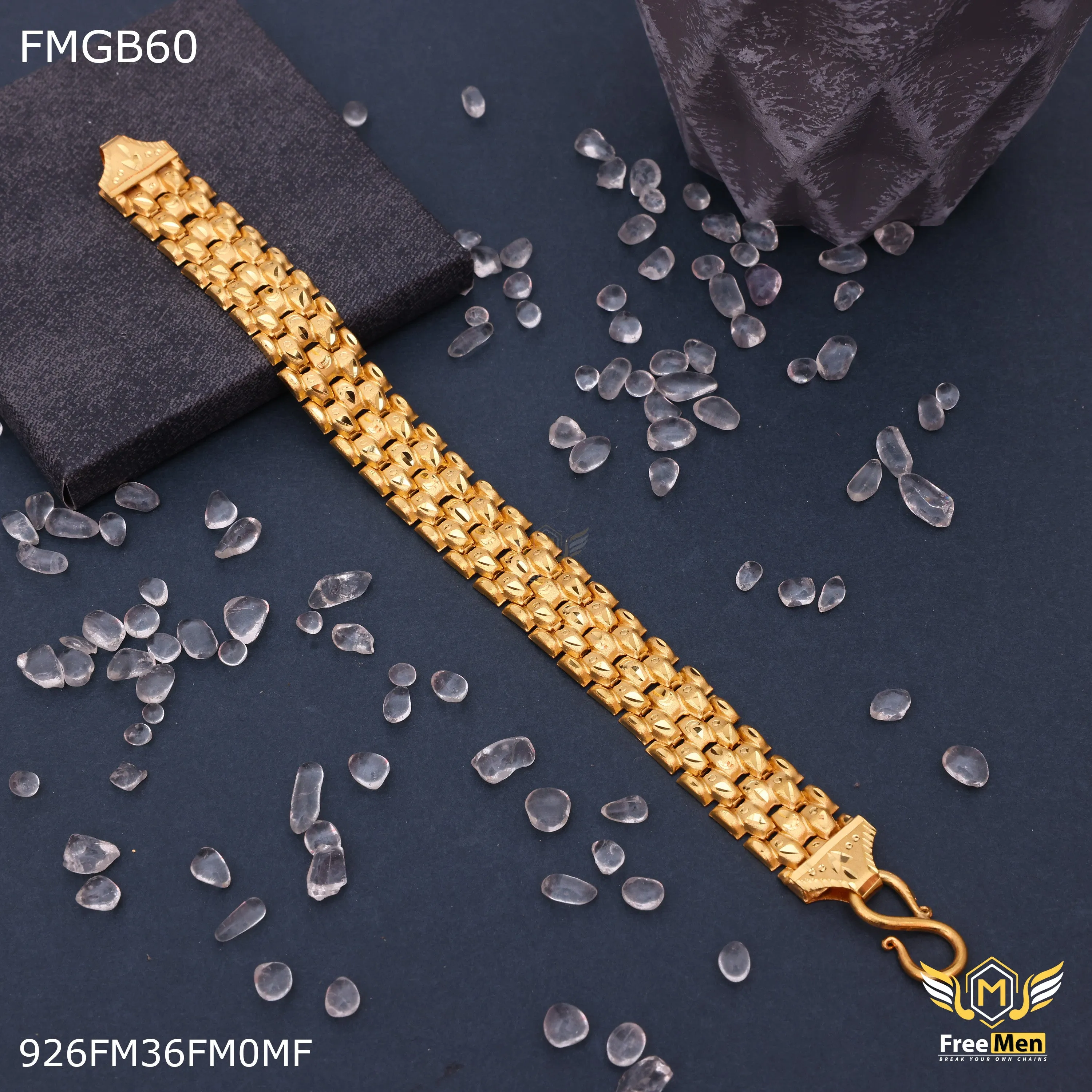 Freemen Gold plated two line pokal Bracelet for Man - FMG60