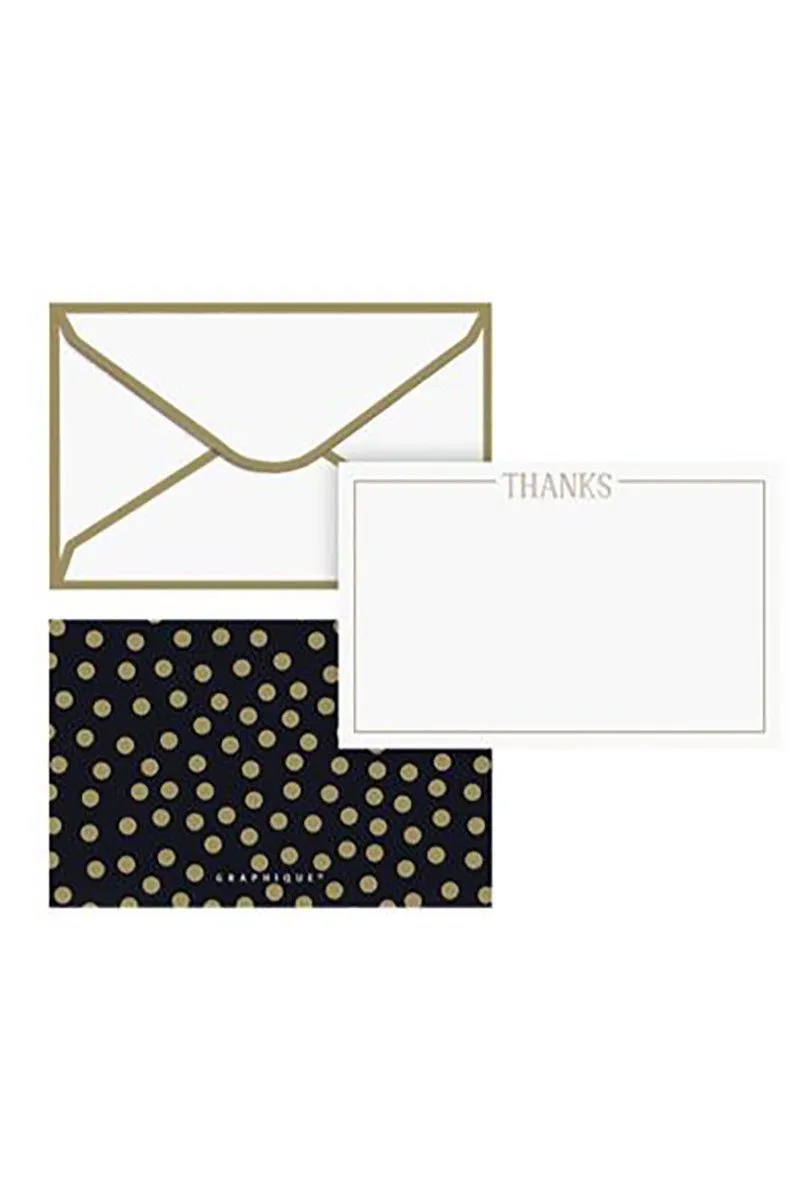 Gold Dot "Thanks" Note Card Set