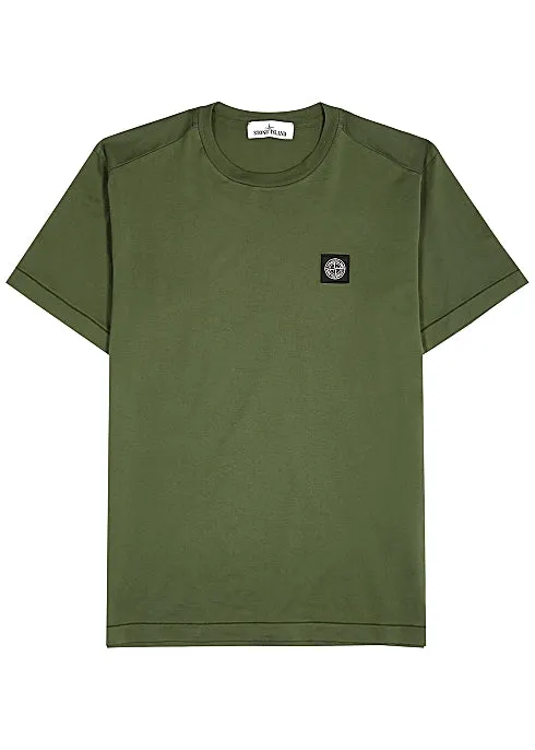 Green logo cotton T-shirt