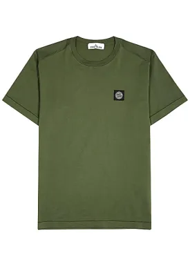 Green logo cotton T-shirt