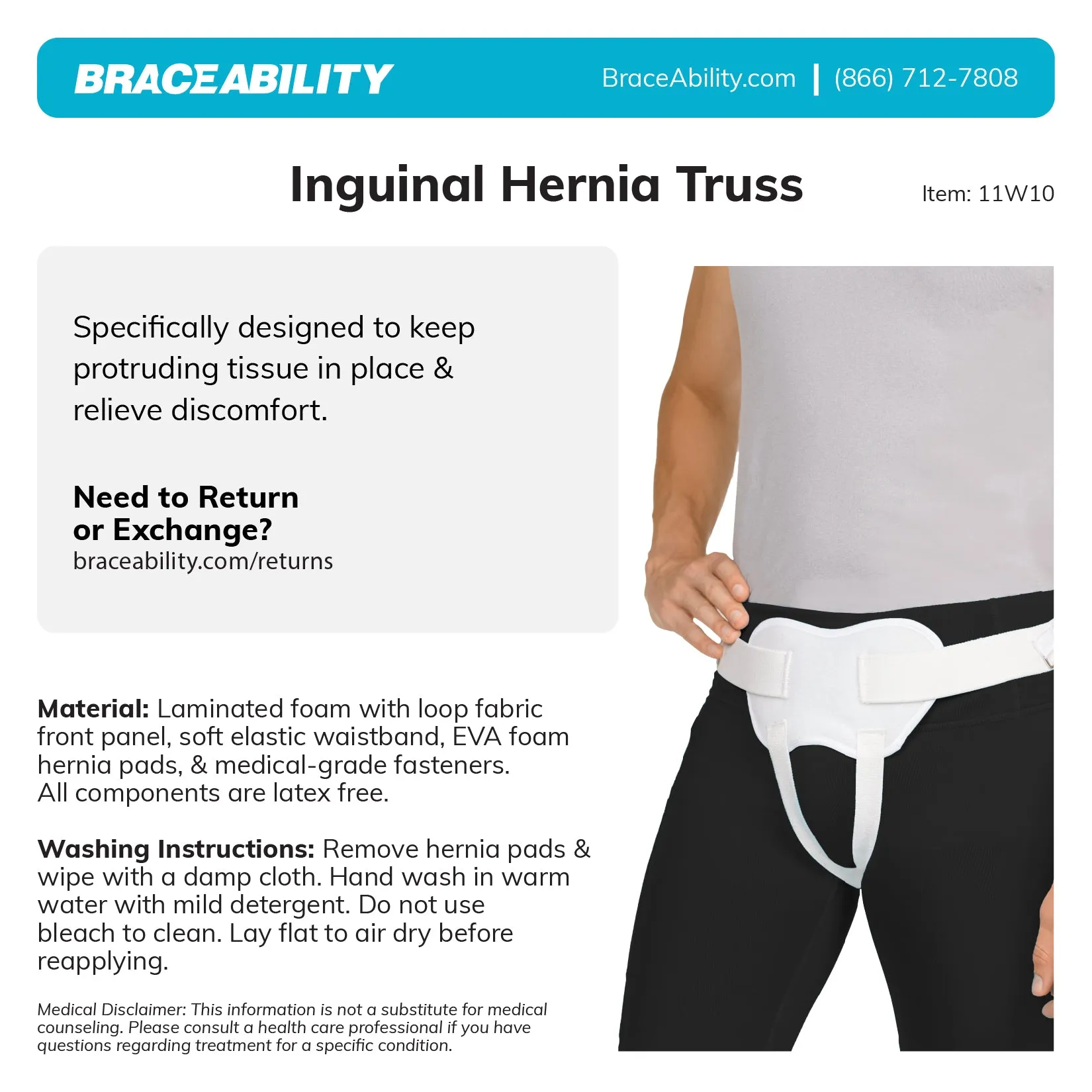 Inguinal Hernia Truss | Groin Support Brace with Adjustable Belt for Scrotal and Femoral Treatment