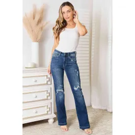 Judy Blue Full Size Mid Rise Hand Sand & Destroy Bootcut Jeans