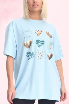 Love Heart Print Cotton Top