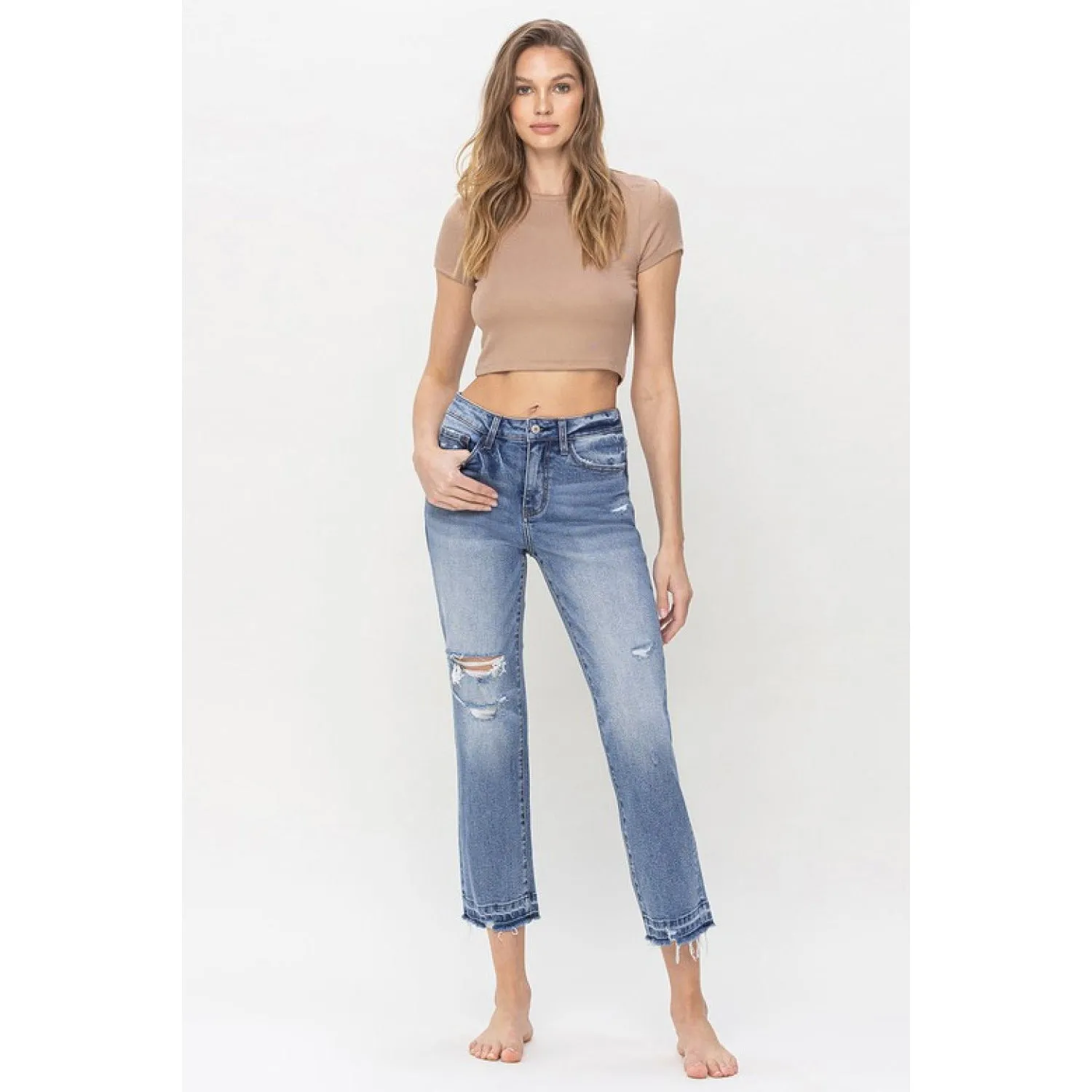 Lovervet Full Size Lena High Rise Crop Straight Jeans