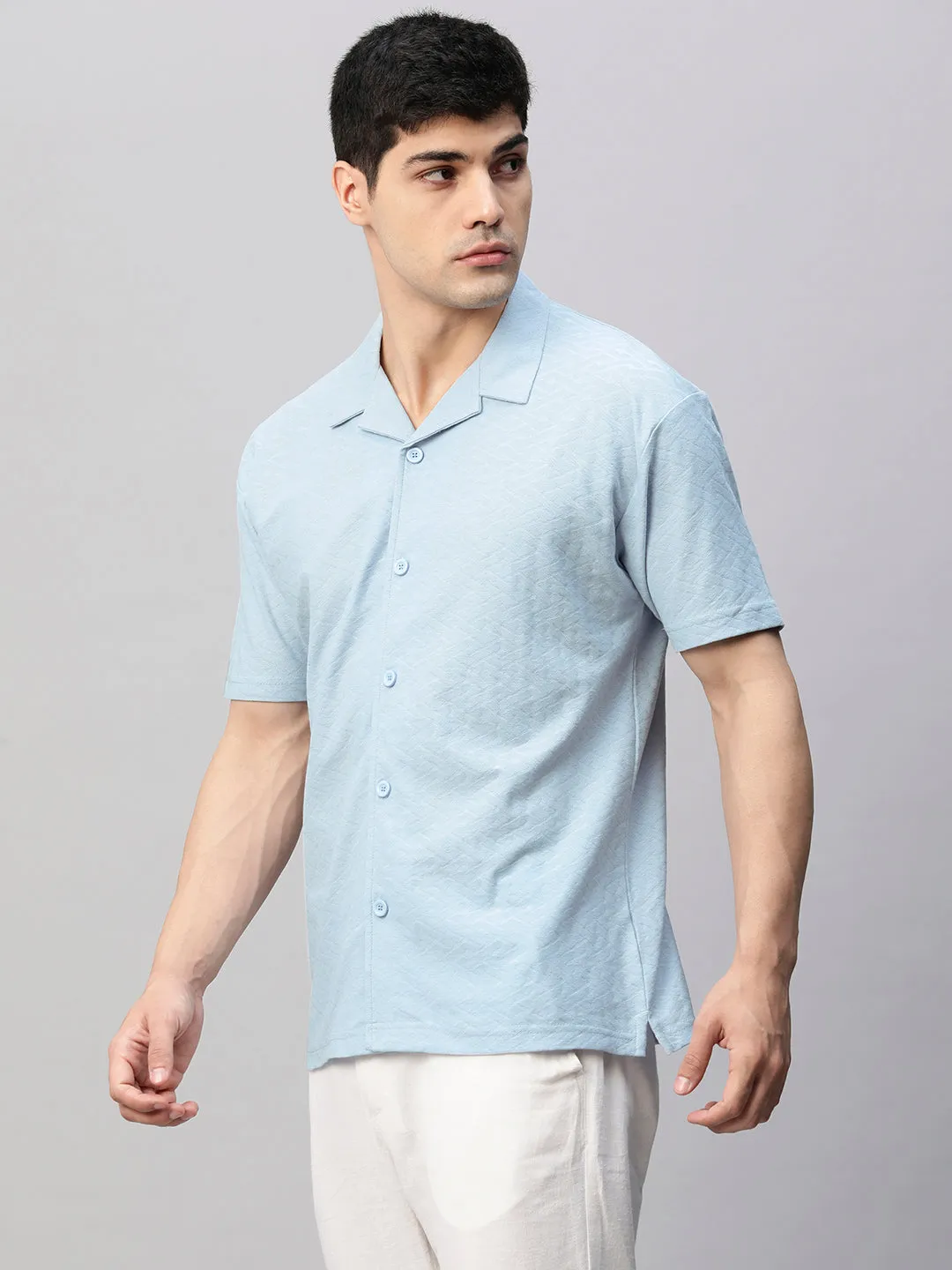 Mens Half Sleeve Resort Shirt - Sky