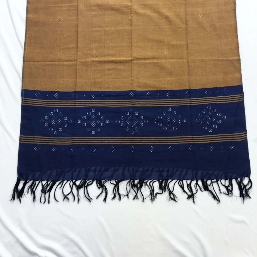 Navy Blue & Mustard Tangaliya Cotton Dupatta