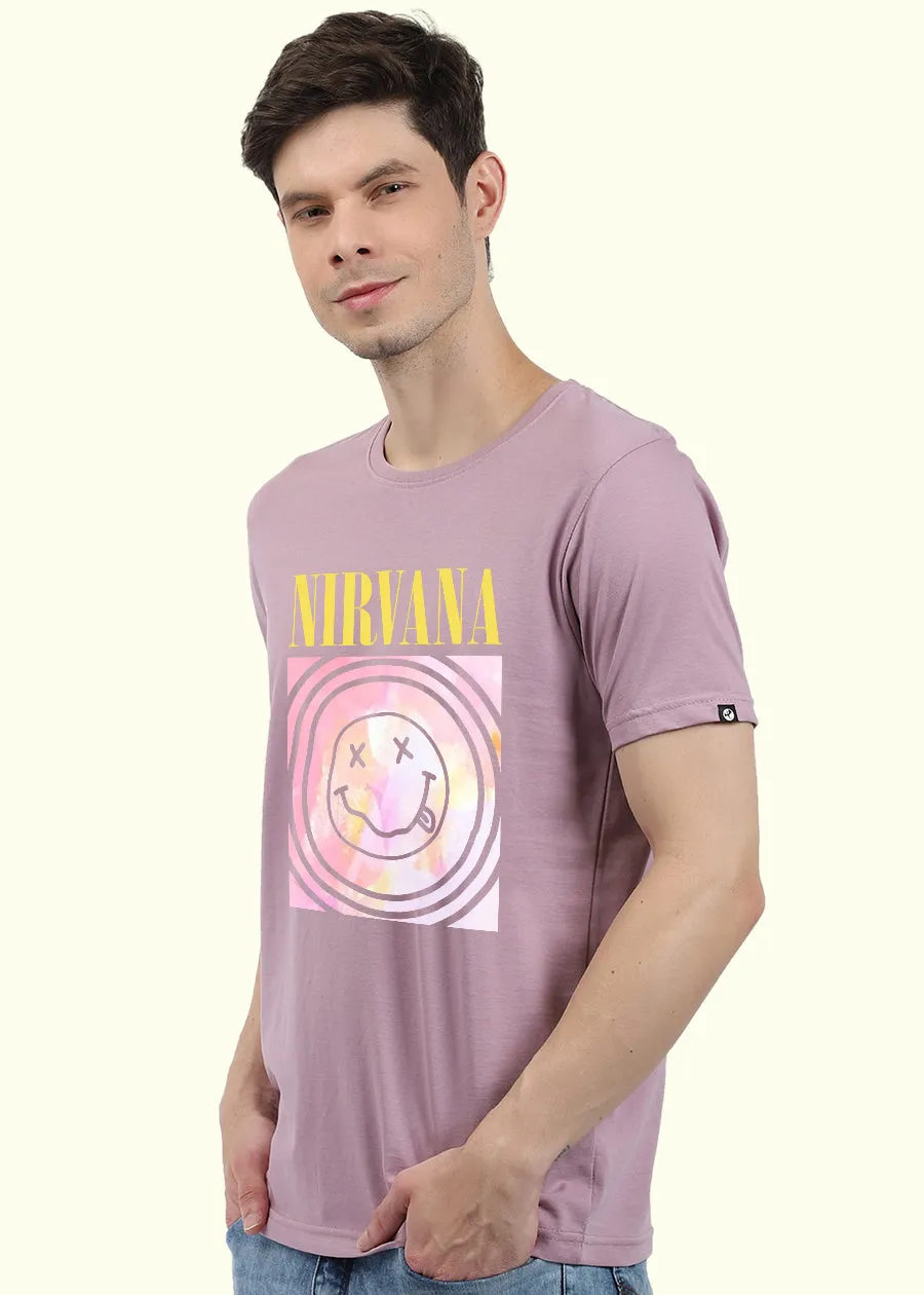 Nirvana Men Regular Fit Lilac Half Sleeve T-Shirt