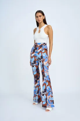 Ophelia Floral Flare Pant | Final Sale - Navy Tan Brown Ivory