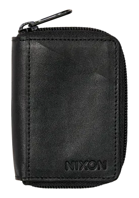 Orbit Zip Card Leather Wallet - Black